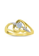 handsome 14k gold diamond heart aquamarine gemstone baby birthstone ring